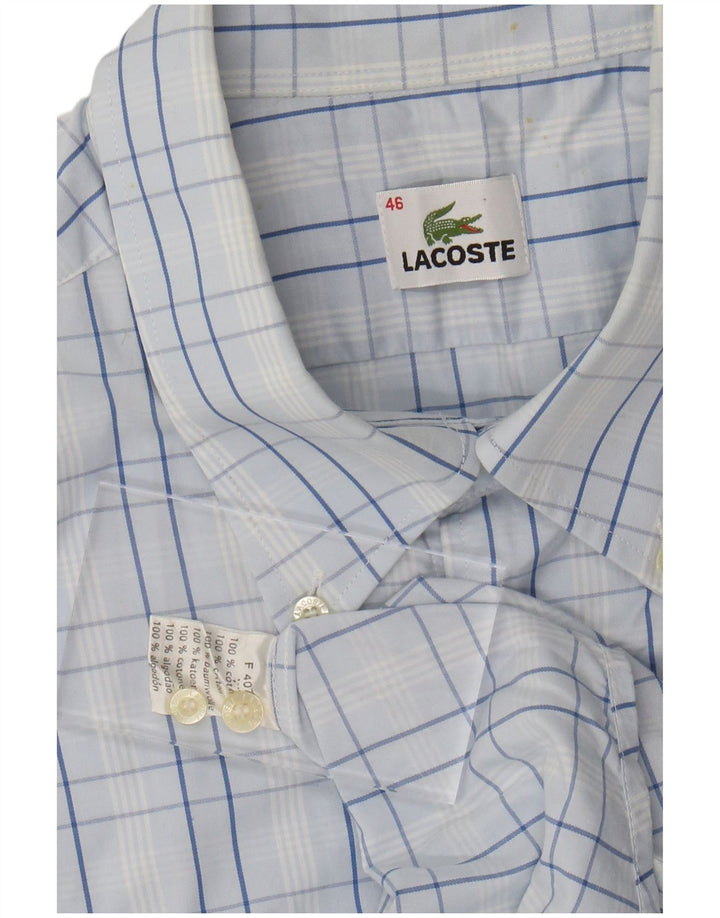 LACOSTE Mens Short Sleeve Shirt Size 46 2XL Blue Check Cotton