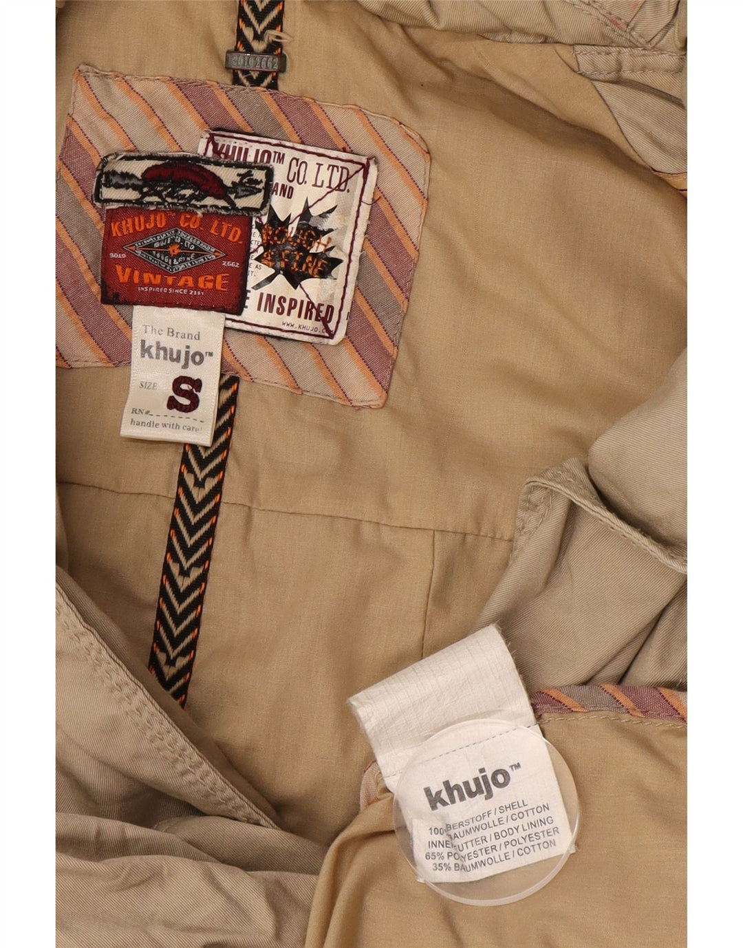 KHUJO Womens Trench Coat UK 10 Small Beige Cotton