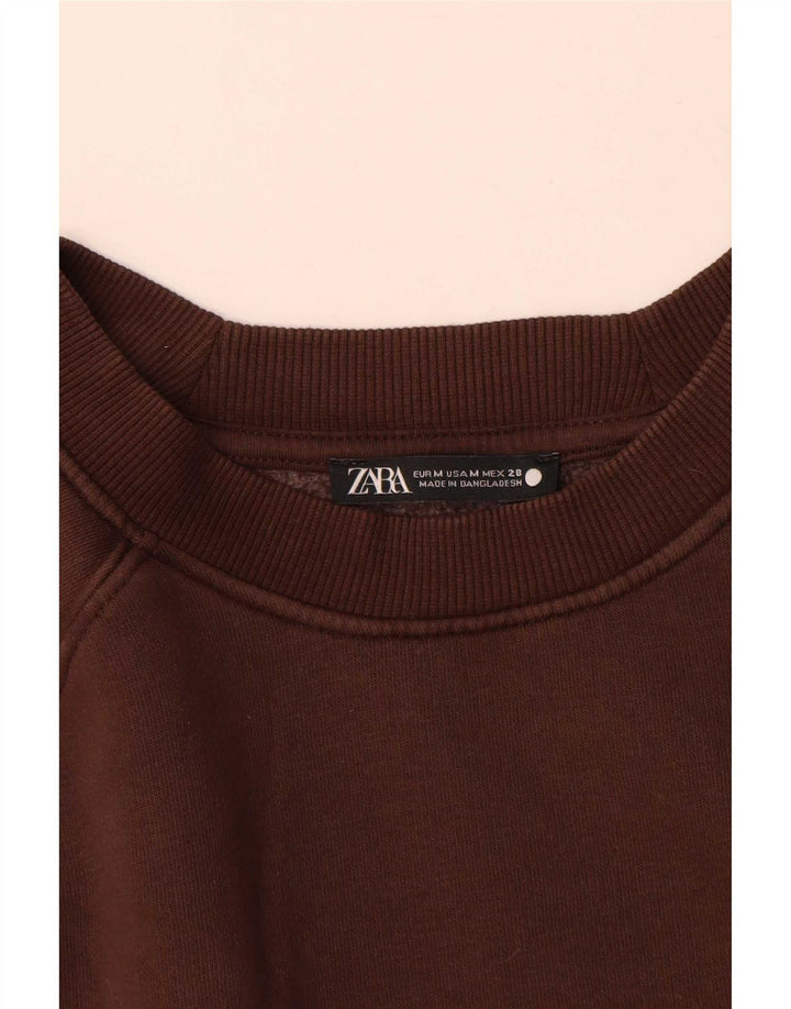 Zara Womens Sweatshirt Jumper UK 14 Medium Brown Cotton