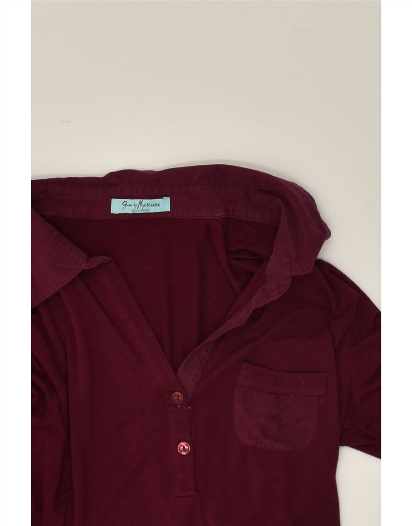 GUESS Womens Long Sleeve Polo Shirt US 3 XS Burgundy | Vintage Guess | Thrift | Second-Hand Guess | Used Clothing | Messina Hembry 