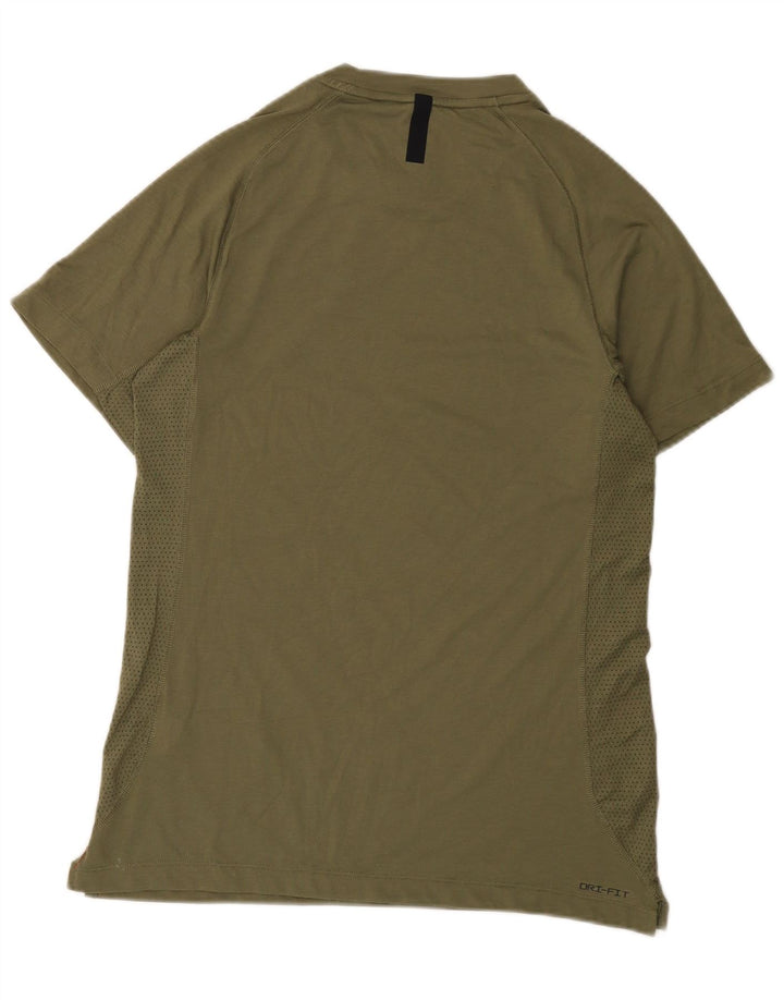 Nike Mens Dri Fit T-Shirt Top Medium Khaki Polyester