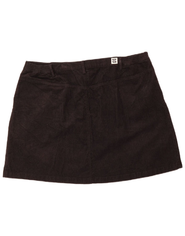 Lucy & Yak Womens Mini Corduroy Skirt UK 22 3XL W44 Black Cotton
