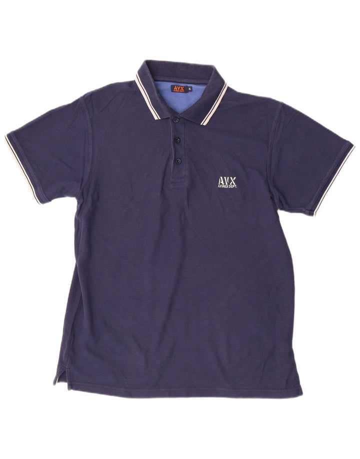 AVIREX Mens Polo Shirt XL Navy Blue Cotton