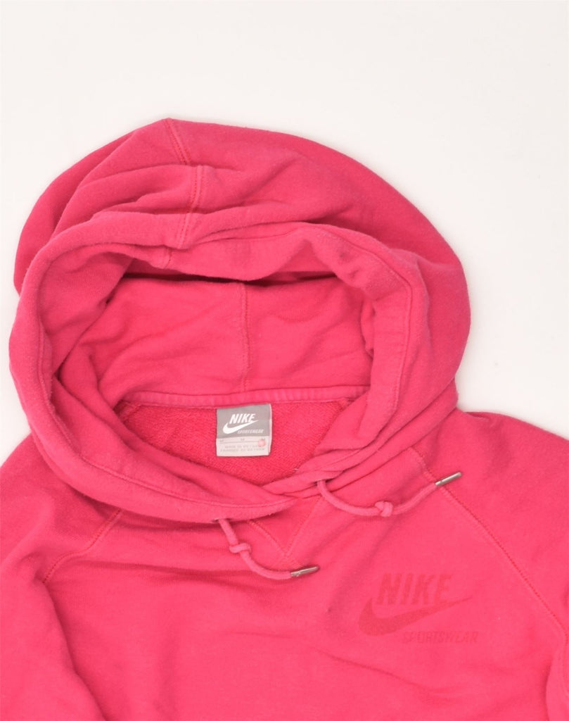 NIKE Womens Hoodie Jumper UK 14 Medium Pink Cotton | Vintage Nike | Thrift | Second-Hand Nike | Used Clothing | Messina Hembry 