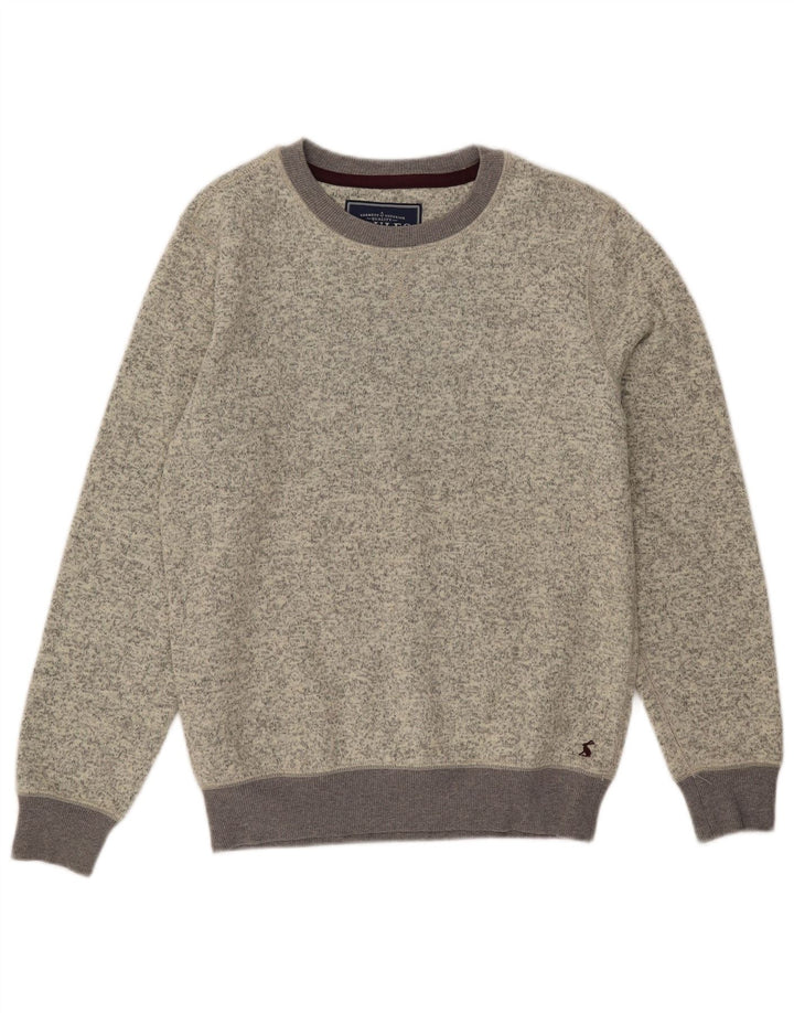 Joules Mens Boat Neck Jumper Sweater Small Grey Flecked Polyester