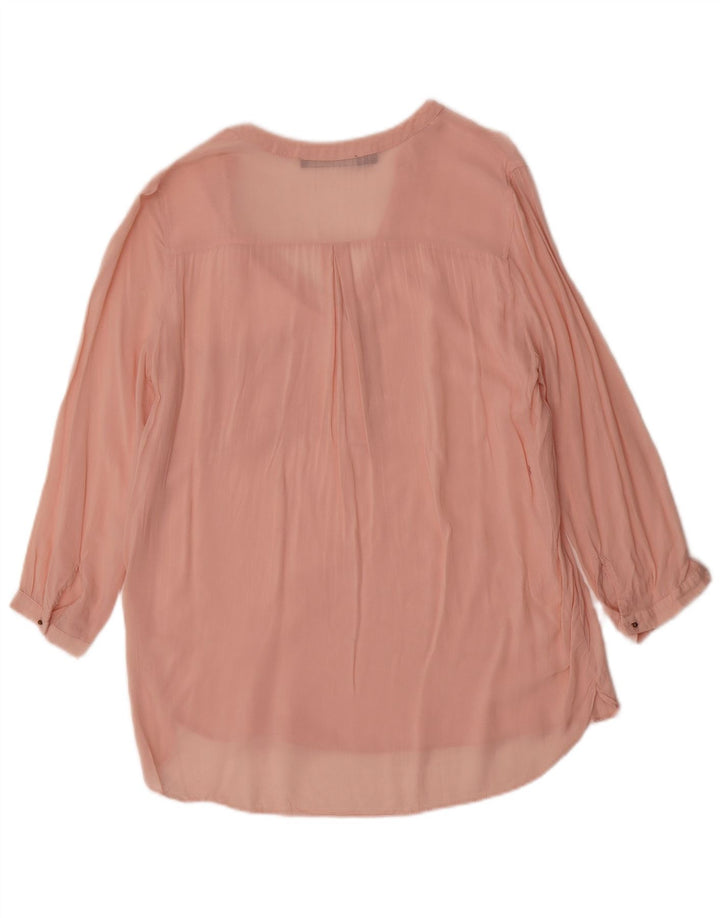 Zara Womens 3/4 Sleeve See Through Tunic Top UK 10 Small Pink