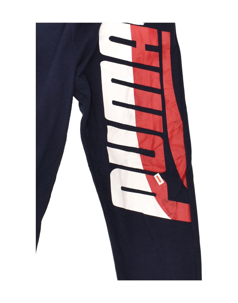 PUMA Boys Graphic Tracksuit Trousers Joggers 10-11 Years Medium Navy Blue | Vintage Puma | Thrift | Second-Hand Puma | Used Clothing | Messina Hembry 