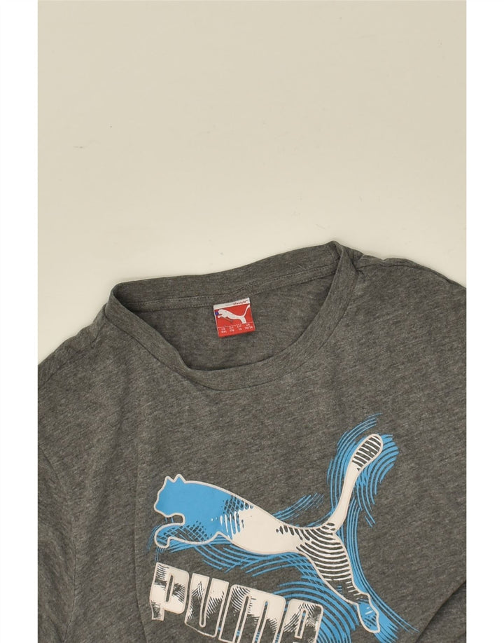 PUMA Girls Graphic T-Shirt Top 14-15 Years 2XL Grey Cotton | Vintage Puma | Thrift | Second-Hand Puma | Used Clothing | Messina Hembry 