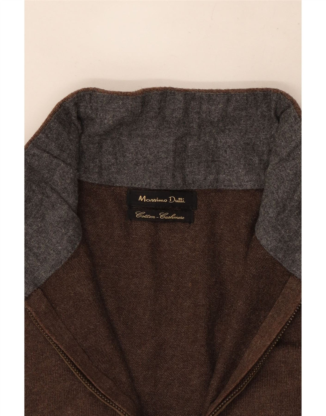 Massimo Dutti Mens Zip Neck Jumper Sweater Small Brown Cotton