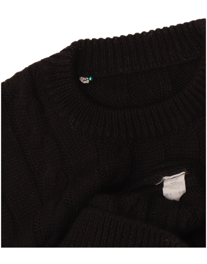 Vintage Womens Jumper Dress IT 50 XL Black Wool