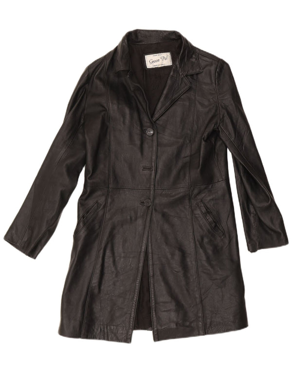 Vintage Womens Leather Coat IT 46 Large Black