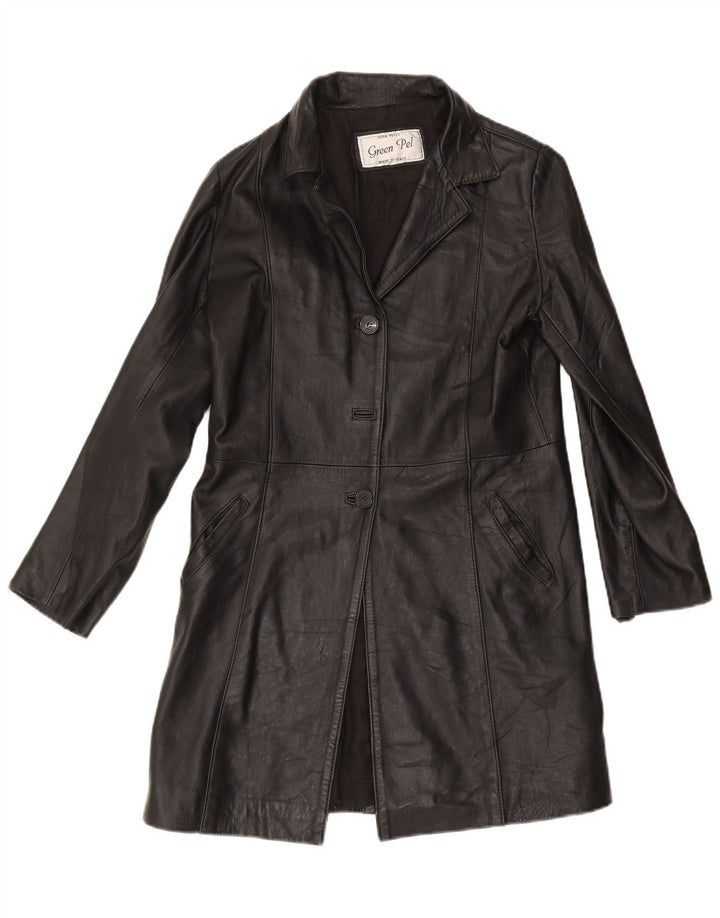 Vintage Womens Leather Coat IT 46 Large Black