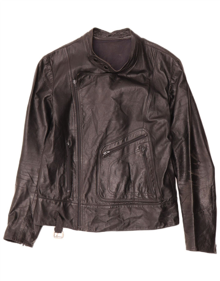 Dainese Womens Biker Leather Jacket UK 14 Medium Black Leather