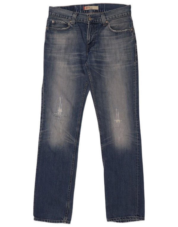 Levi's Mens 511 Distressed Slim Jeans W33 L34 Blue Cotton