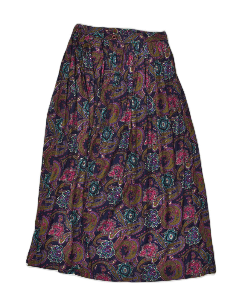 VINTAGE Womens Pleated A-Line Skirt W24 XS Purple Paisley Rayon | Vintage Vintage | Thrift | Second-Hand Vintage | Used Clothing | Messina Hembry 