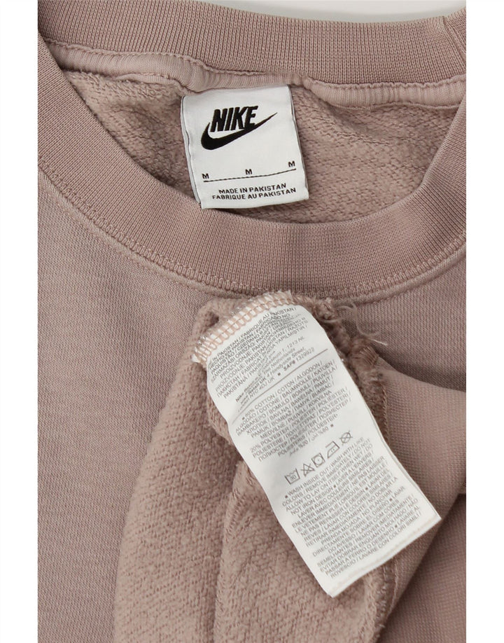 Nike Womens Crop Oversized Sweatshirt Jumper UK 14 Medium Pink Cotton