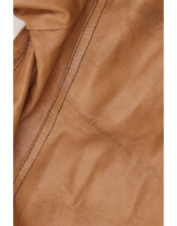 Vintage Womens Leather Jacket UK 18 XL Beige
