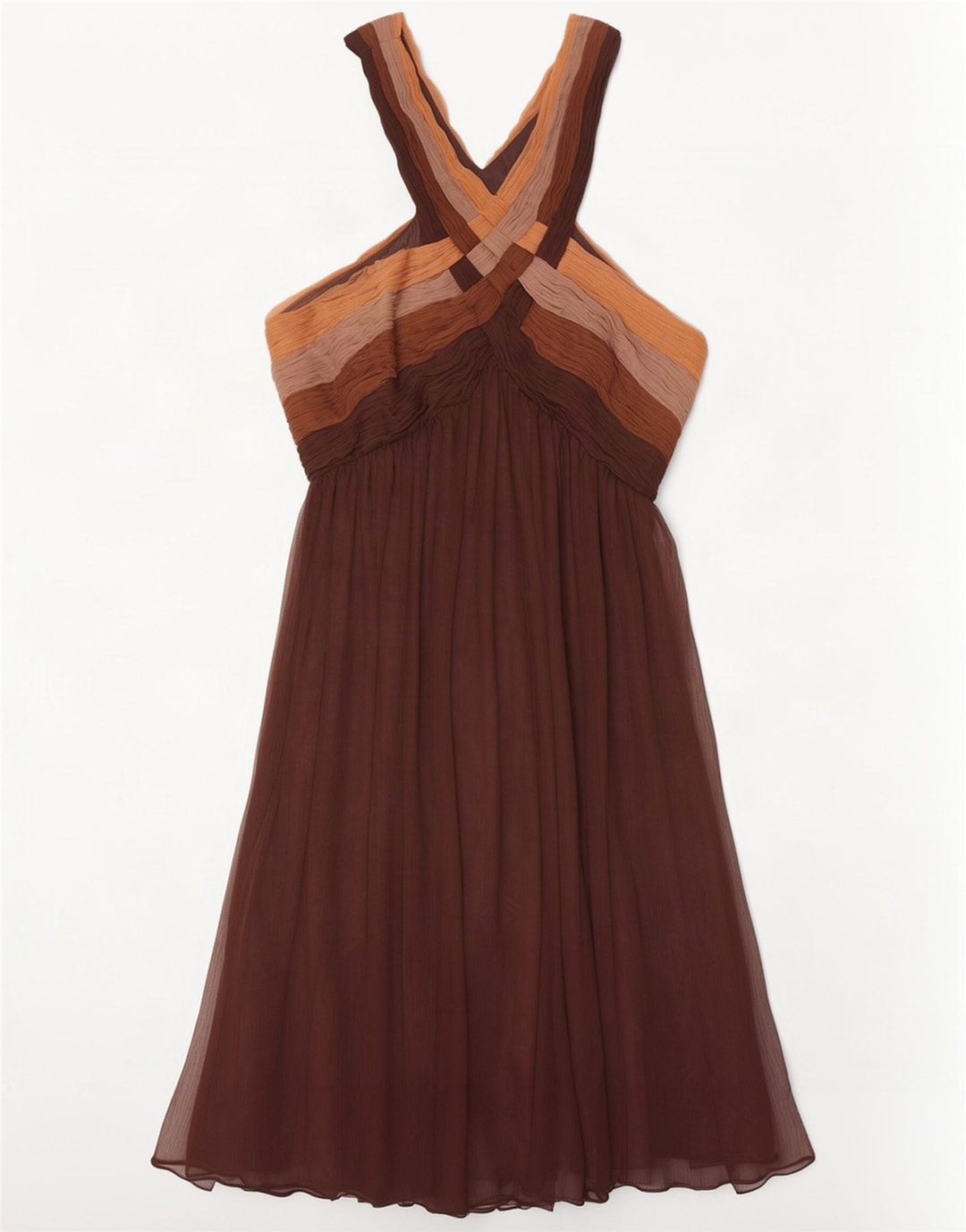 Monsoon Womens A-Line Dress UK 14 Large Brown Colourblock Polyester