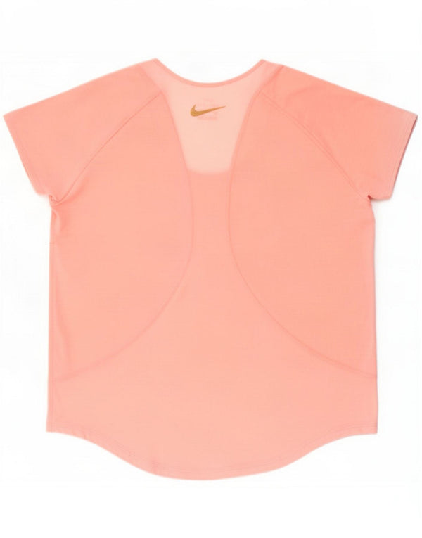 Nike Womens Dri Fit Graphic T-Shirt Top UK 14 Medium Pink