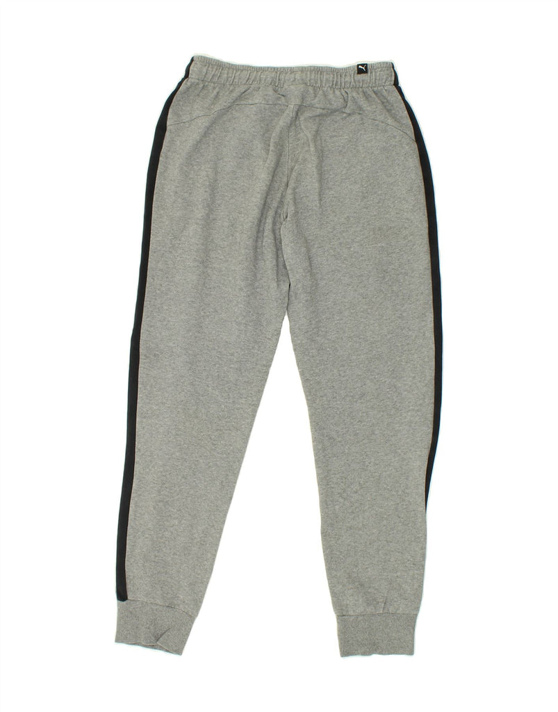 PUMA Mens Graphic Tracksuit Trousers Joggers Small Grey Colourblock Cotton | Vintage Puma | Thrift | Second-Hand Puma | Used Clothing | Messina Hembry 