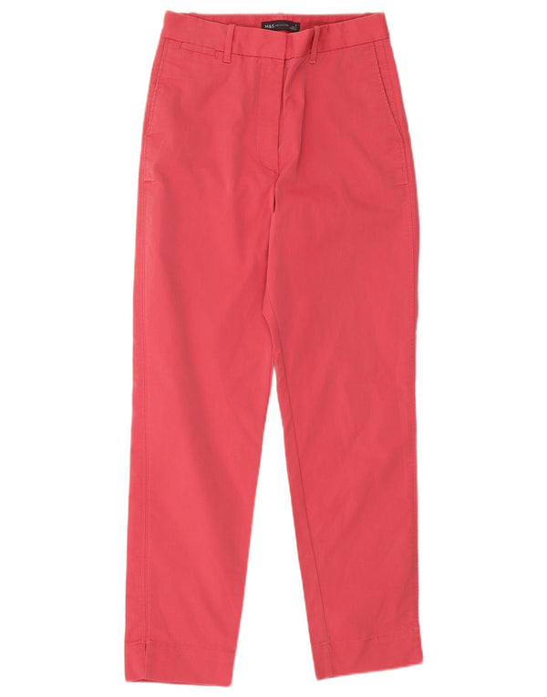 Marks & Spencer Womens High Waist Chino Trousers UK 8 Small W26 L27 Pink