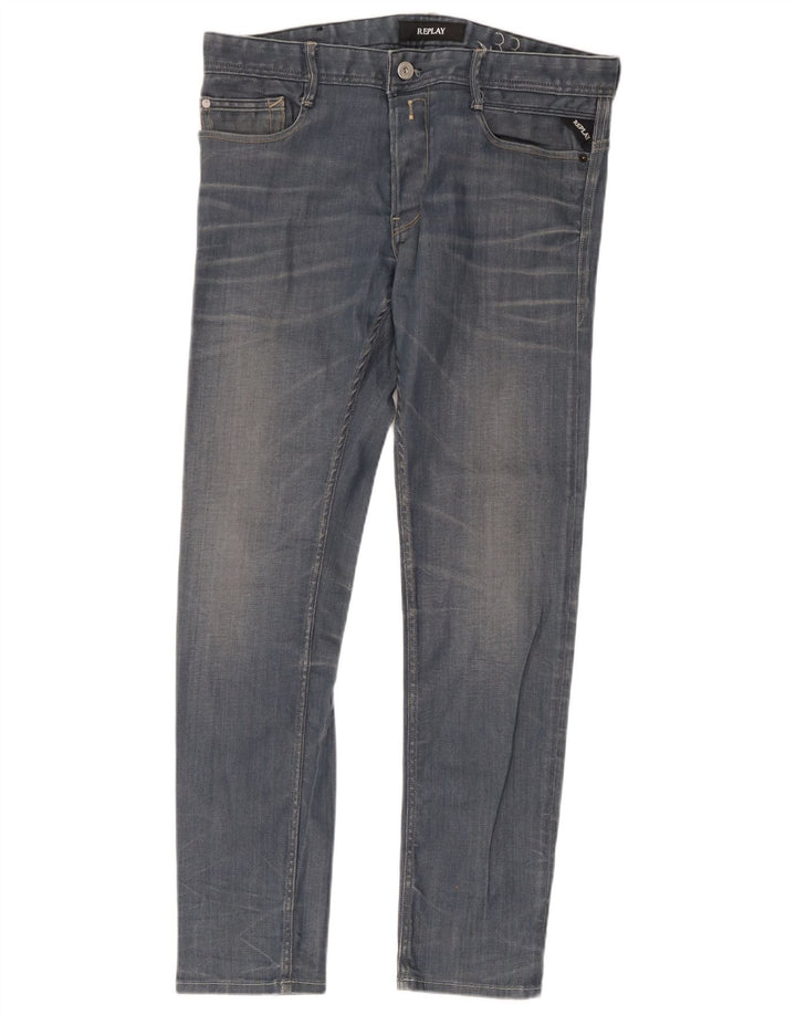 Replay Mens Slim Jeans  W33 L32 Blue Cotton