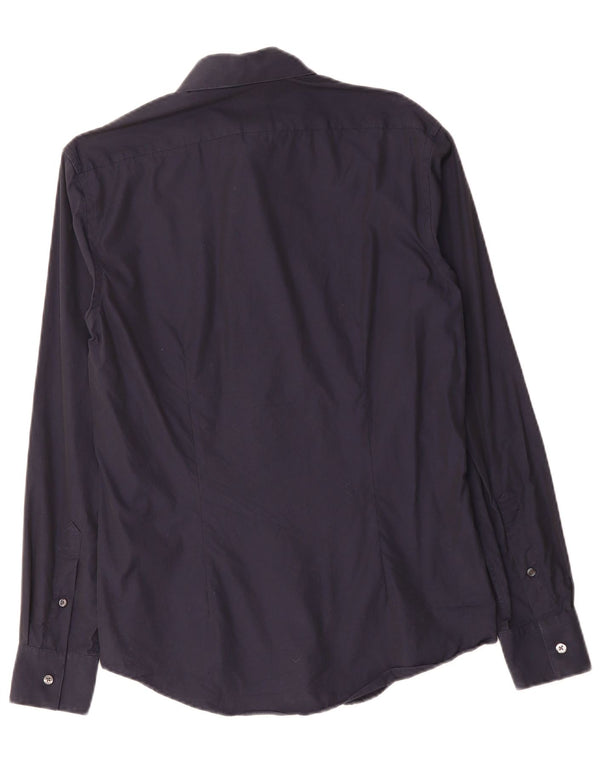 CALVIN KLEIN Mens Slim Fit Shirt Small Navy Blue Cotton