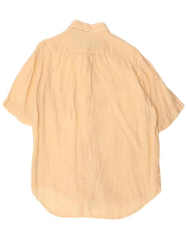 Henry Cottons Mens Short Sleeve Shirt Size 41 Medium Beige Linen