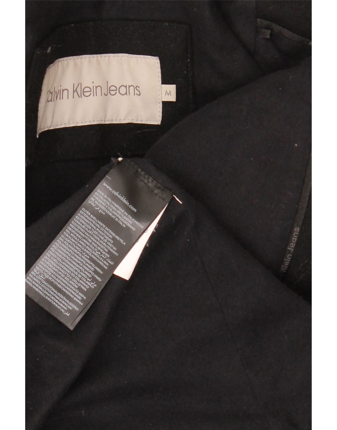 CALVIN KLEIN JEANS Womens Pea Coat UK 14 Medium Black Wool