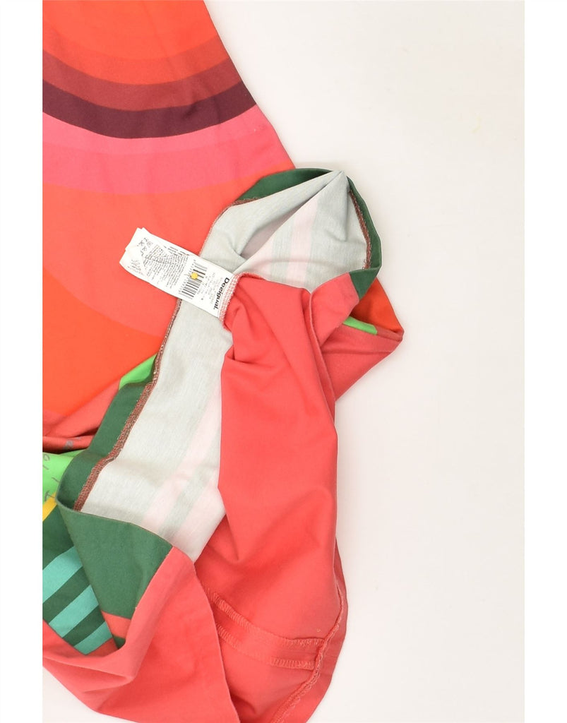DESIGUAL Womens Graphic Sleeveless Shift Dress EU 38 Medium Orange Striped | Vintage Desigual | Thrift | Second-Hand Desigual | Used Clothing | Messina Hembry 