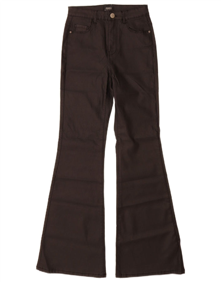 Only Womens Flare Casual Trousers Small W26 L30 Black Viscose