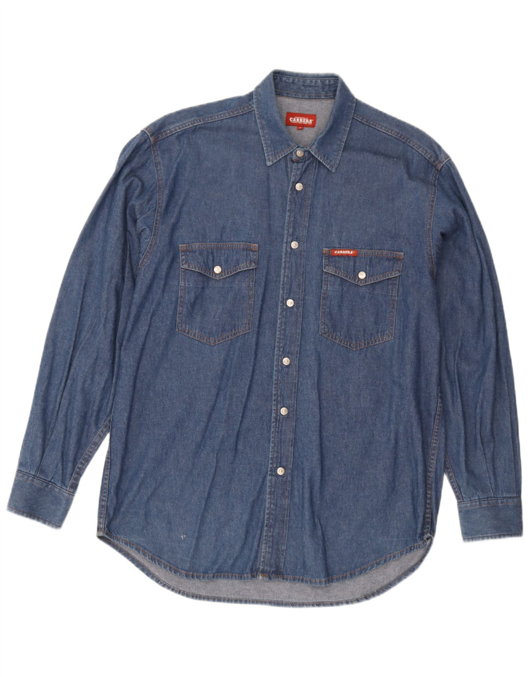 Carrera Mens Denim Shirt Medium Blue Cotton