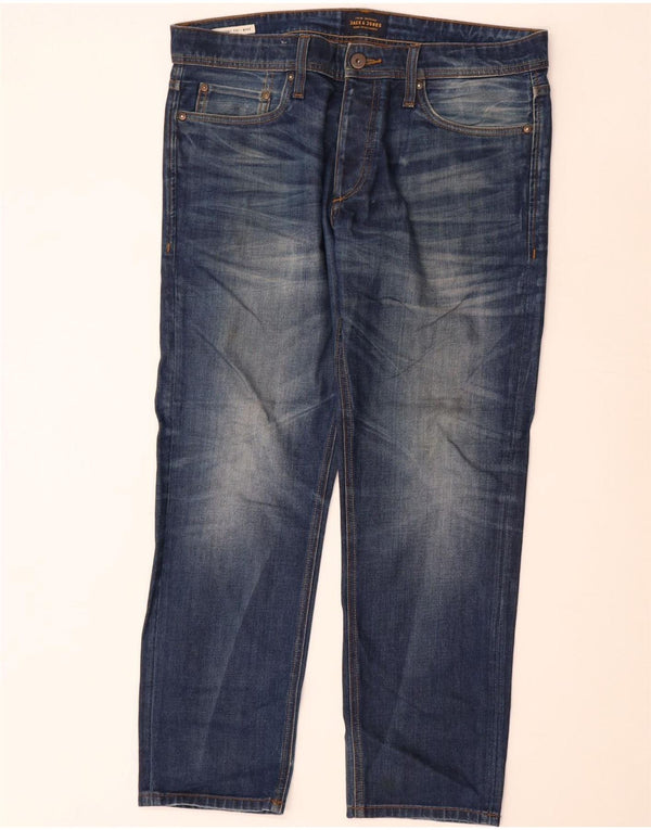 Jack & Jones Mens Mike Straight Jeans W34 L30 Blue Cotton