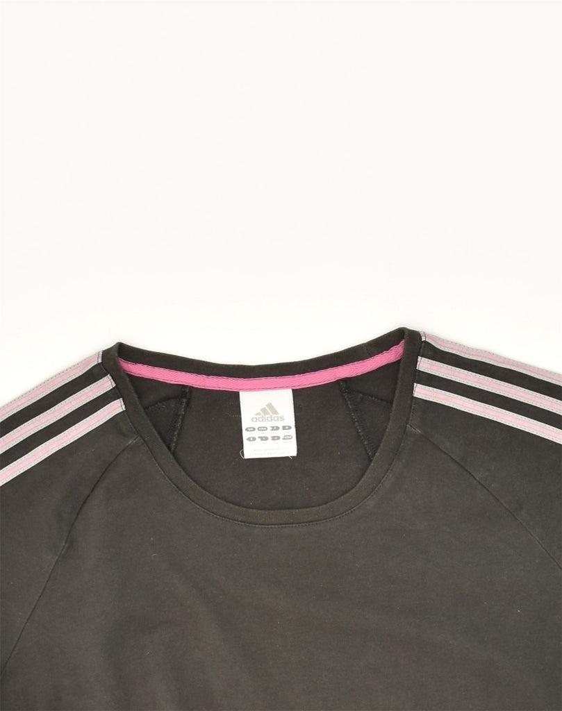 ADIDAS Womens T-Shirt Top UK 14 Medium Black Cotton | Vintage Adidas | Thrift | Second-Hand Adidas | Used Clothing | Messina Hembry 