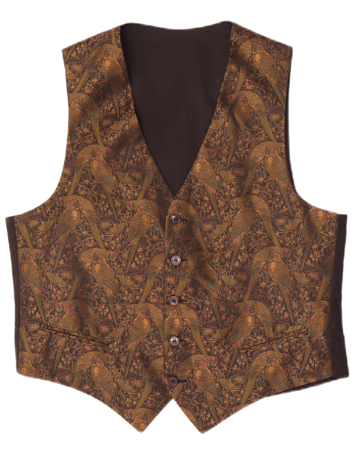 Vintage Mens Waistcoat IT 54/56 XL Brown Paisley Polyester