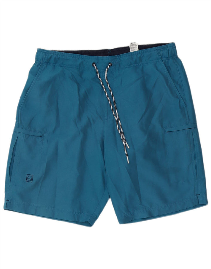 Marks & Spencer Mens Peacock Cargo Swimming Shorts Medium Blue Polyester