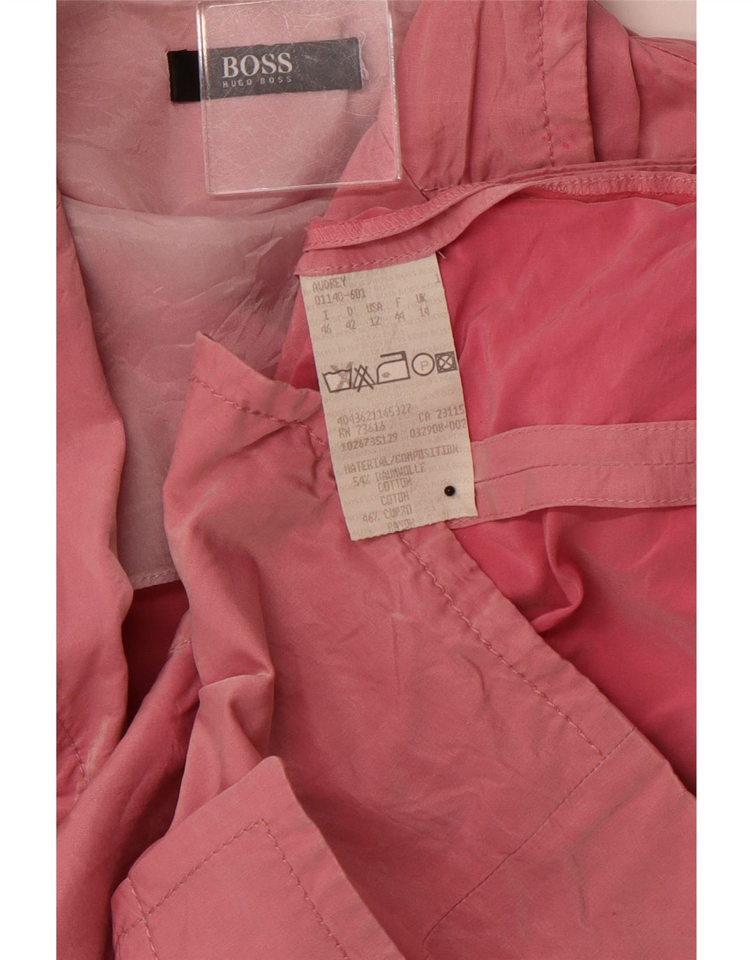 HUGO BOSS Womens 3 Button Blazer Jacket UK 14 Large Pink Cotton