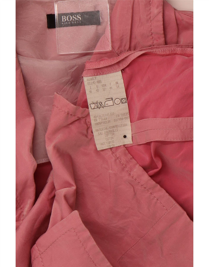 HUGO BOSS Womens 3 Button Blazer Jacket UK 14 Large Pink Cotton