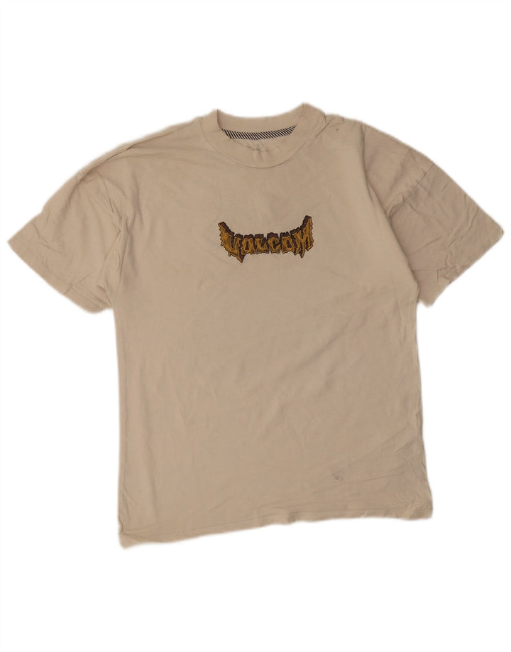 Volcom Mens Graphic T-Shirt Top Small Beige Cotton