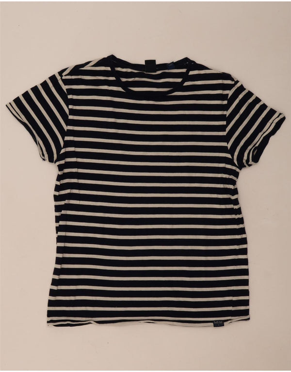 SCOTCH & SODA Womens T-Shirt Top UK 18 XL Navy Blue Striped Cotton
