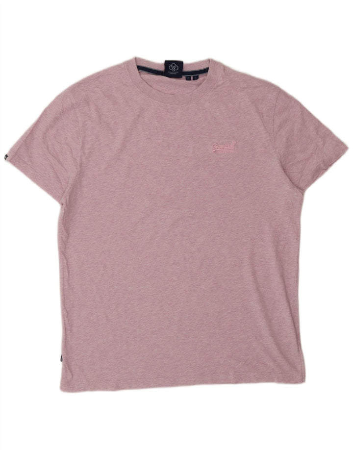 SUPERDRY Mens T-Shirt Top Large Pink Cotton
