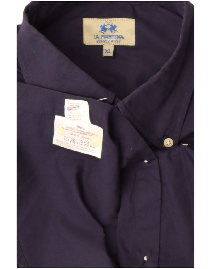 La Martina Mens Graphic Shirt XL Navy Blue Cotton