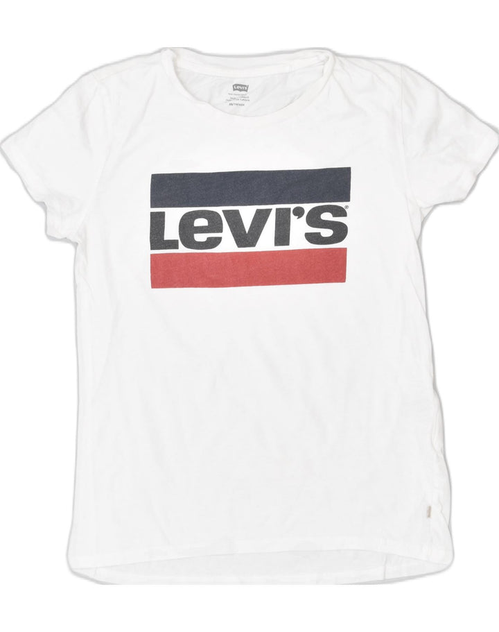 LEVI'S Womens Graphic T-Shirt Top UK 4 XS White Cotton | Vintage | Thrift | Second-Hand | Used Clothing | Messina Hembry 