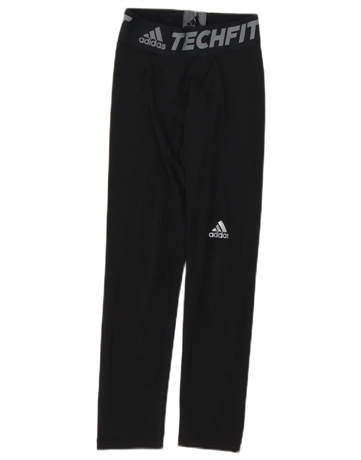 ADIDAS Boys Climalite Graphic Leggings 9-10 Years Black Polyester