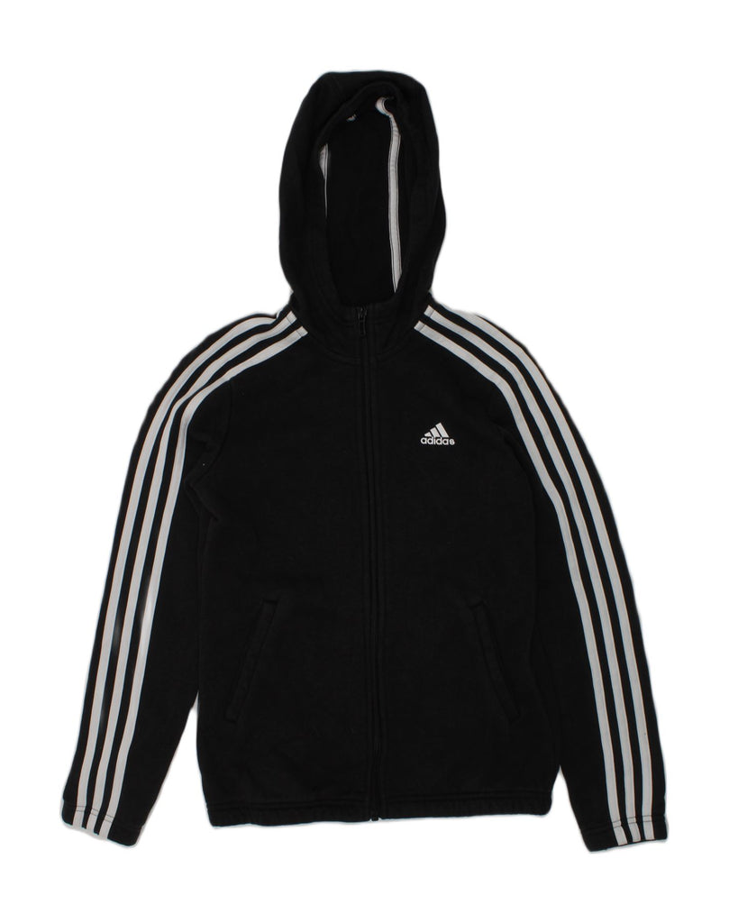 ADIDAS Boys Zip Hoodie Sweater 11-12 Years Black Cotton | Vintage Adidas | Thrift | Second-Hand Adidas | Used Clothing | Messina Hembry 