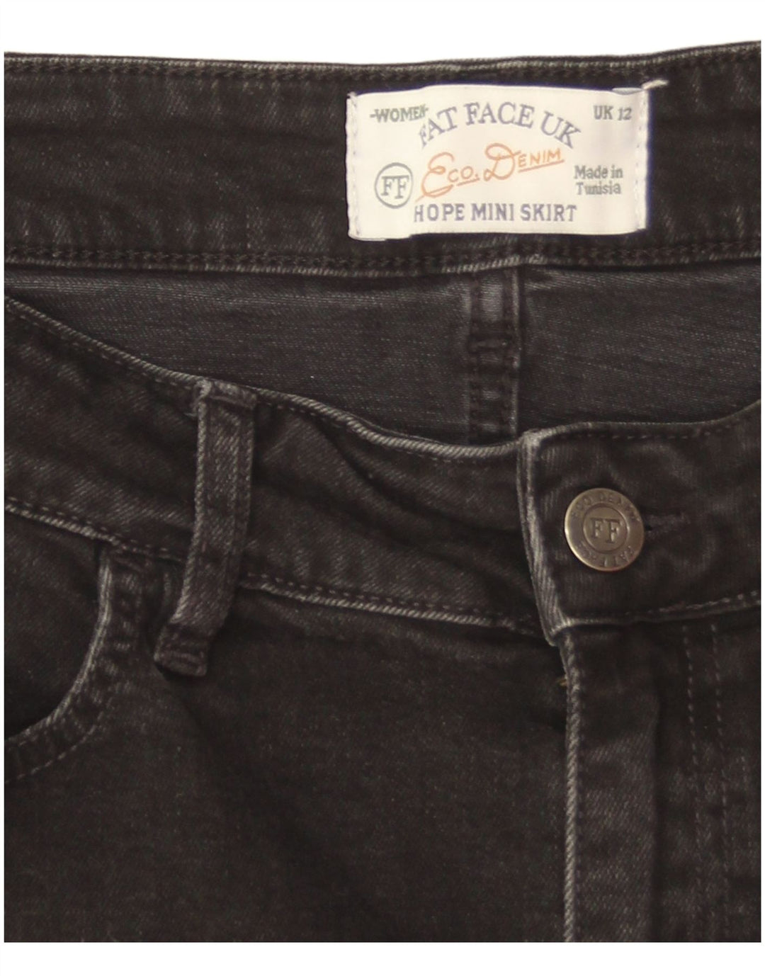 Fat Face Womens Mini Denim Skirt UK 12 Medium W32 Black Cotton