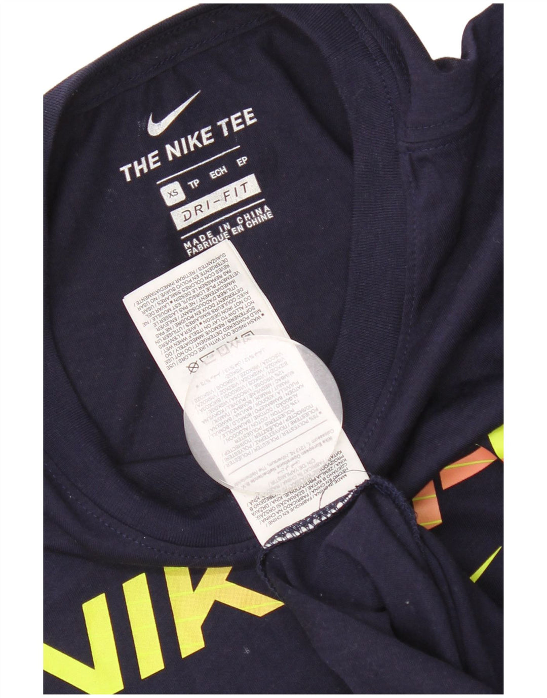 NIKE Mens Dri Fit Graphic T-Shirt Top XS Navy Blue Polyester