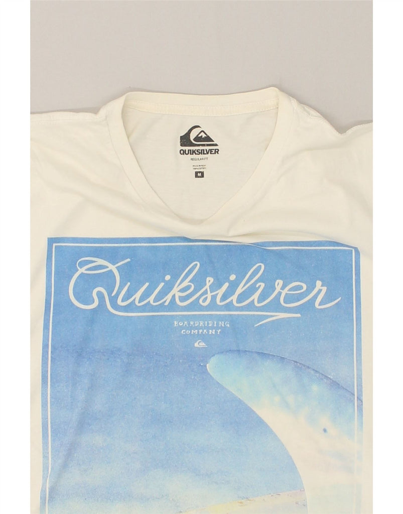 QUIKSILVER Mens Regular Fit Graphic T-Shirt Top Medium Off White Cotton | Vintage Quiksilver | Thrift | Second-Hand Quiksilver | Used Clothing | Messina Hembry 