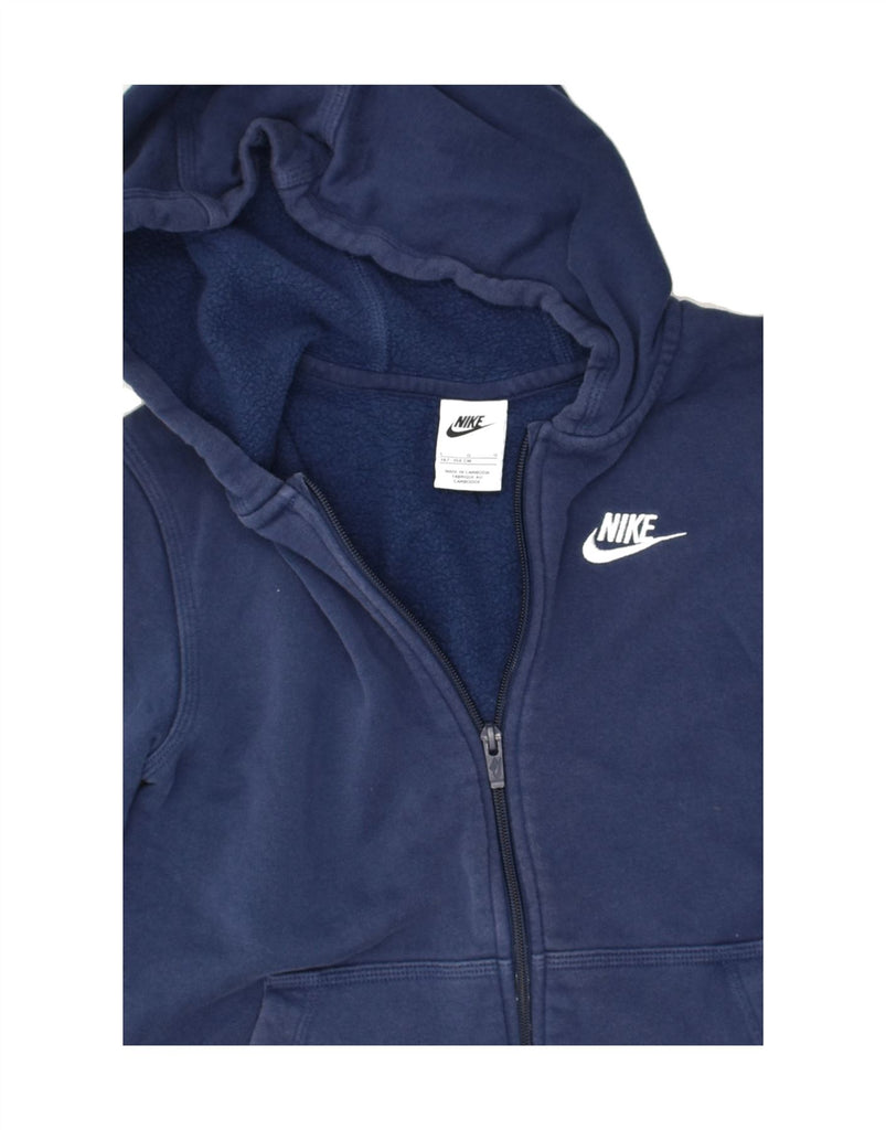 NIKE Boys Zip Hoodie Sweater 12-13 Years  Large Navy Blue Cotton | Vintage Nike | Thrift | Second-Hand Nike | Used Clothing | Messina Hembry 