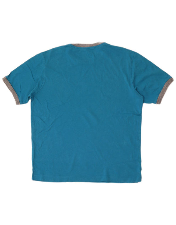 Champion Mens Graphic T-Shirt Top Medium Blue Colourblock Cotton